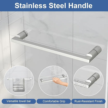 36-42" W x 72" H Semi Frameless Pivot Shower Door Brushed Nickel | 1/4"(6mm) SGCC Tempered Glass with Explosion-Proof Film &Nano Coating,Customizable Width