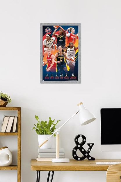 Trends International WNBA Indiana Fever -Team 24 Wall Poster, 22.4L x 14.7W, Gray Framed Version