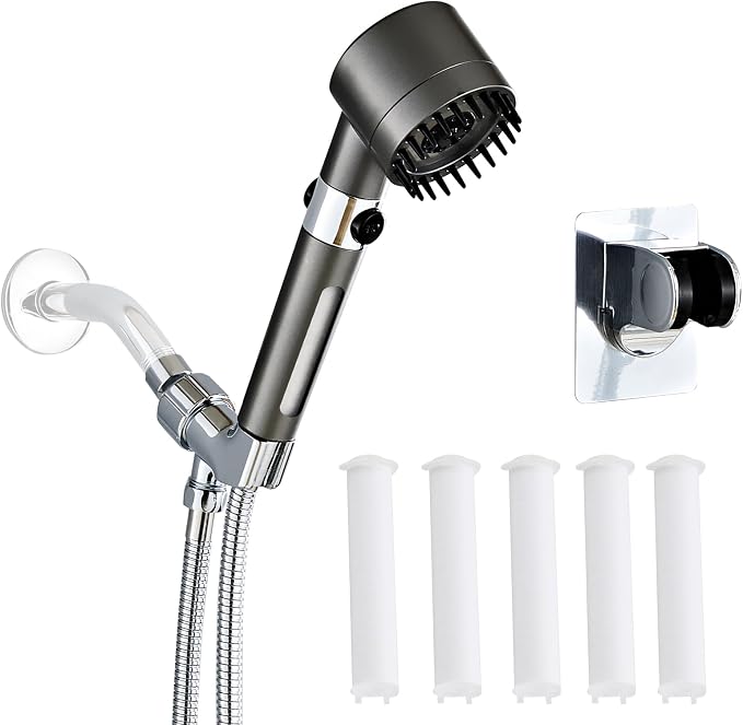 Shower Head High Pressure with Handheld High Pressure | Shower Filter Head for Hard Water Showerhead Silver