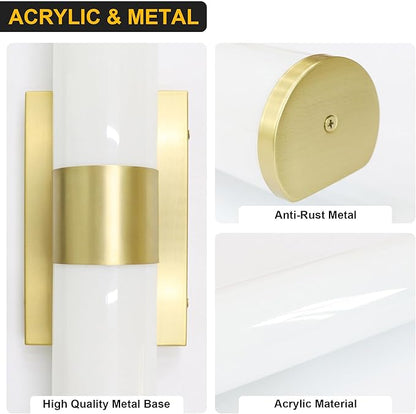 Kalium 24in Modern Wall Sconces, Dimmable Bathroom Vanity Lights, 3000K Warm White LED Indoor Sconces Lighting for Bathroom, Stairs, Living Room, Bedroom. Hardwired.