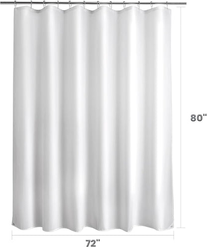 Titanker Long Shower Curtain Liner Washable, 72x80 Inches, White Shower Liner Fabric with 2 Magnets, Polyester Long Bathroom Shower Curtain Liner Waterproof Soft Lightweight, White