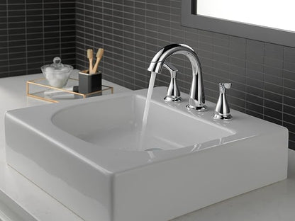 Delta Broadmoor Chrome Bathroom Faucet with Sprayer, 8 Inch 3 Hole Widespread Bathroom Sink Faucet with Pull Out Sprayer, Push-Pop Drain, Chrome 35765LF-PD