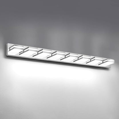 IZORRO LED Modern Bathroom Lights Fixtures(8-Light,Dimmable),Chrome Acrylic Wall Lighting,Vanity Lights for Bathroom Over Mirror - 6000k 46In （No Assembly Required）