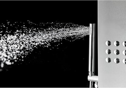 Blue Ocean 64.5” Stainless Steel SPS8727 Thermostatic Shower Panel Column with Rainfall Showerhead, Body Jets, and Handheld Showerhead, Shower Tower