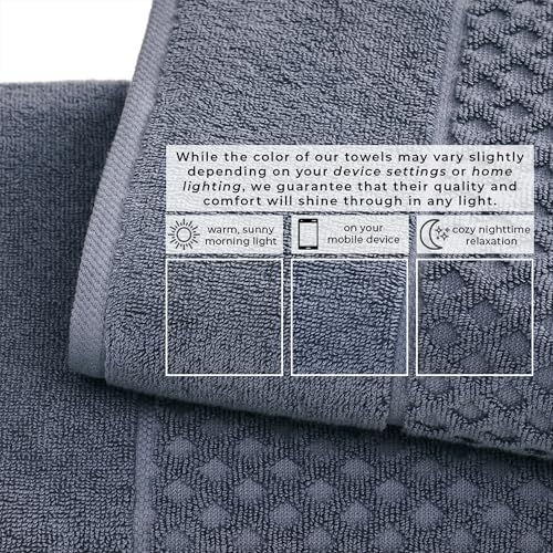 Great Bay Home Hand Towels - 100% Cotton 6 Pack 26x16 Hand Towel Set - Absorbent, Durable, Quick-Dry Towels for Bathroom (Chambray Blue)