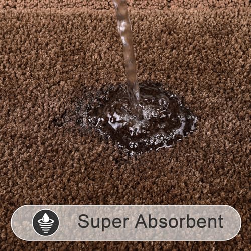 SHACOS Soft Microfiber Dark Brown Bathroom Rugs Sets 2 Pieces 32x20 inch