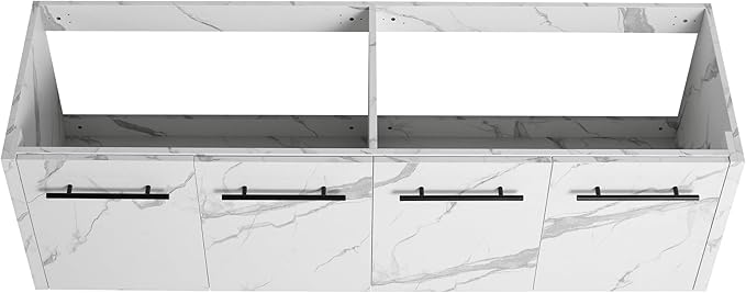 60 Inch Bathroom Vanity Without Sink, 60" Floating Vanity Without Top, Modern Wall Mounted Cabinet for Large Space, Large Bathroom Storage Cabinet with 4 Soft-Closing Doors and Bar Handles