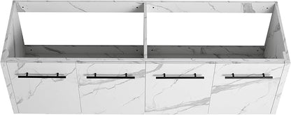 60 Inch Bathroom Vanity Without Sink, 60" Floating Vanity Without Top, Modern Wall Mounted Cabinet for Large Space, Large Bathroom Storage Cabinet with 4 Soft-Closing Doors and Bar Handles