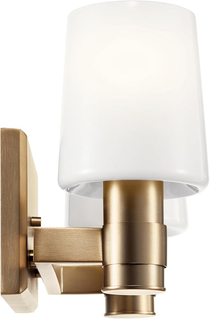 Kichler Adani 2-Light Vanity, Modern Light with Opal Glass in Champagne Bronze, Bathroom or Powder Room (8.25" x 14.5"), 55175CPZ