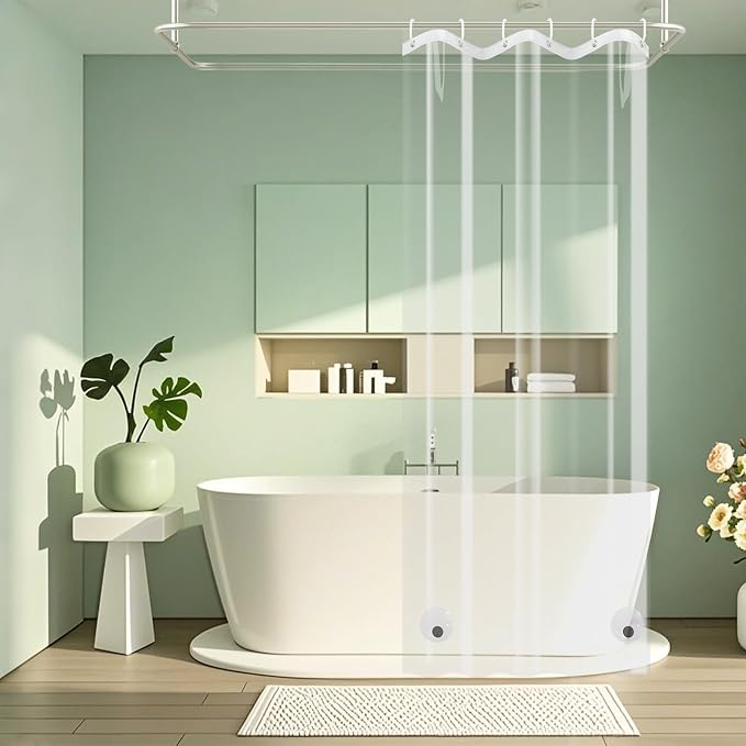 Seenus Waterproof Clear Stall Shower Curtain Liner 36 x 72 inch, Bpa-Free PEVA Narrow Shower Liner with 2 Large Magnets, See Through Transparent Bath Curtain for Single Shower Stall