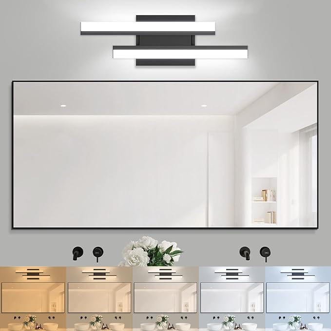 Bathroom Light Fixtures: 18-Inch Modern Bathroom Vanity Light ETL Certificated 5CCT Optional Wall Lights Over Mirror 20W, LED Vanity Light Bar 0-100% Dimmable - Wall Light Fixtures, 1 Pack