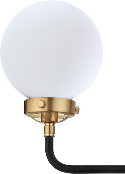 JONATHAN Y 22" Brass Gold/Black/White 3-Light LED Wall Sconce Vanity Lighting, Clear Glass Globe Shade Modern Contemporary Sconce for Bathroom Mirror, Hallway, UL Listed (JYL9058B)