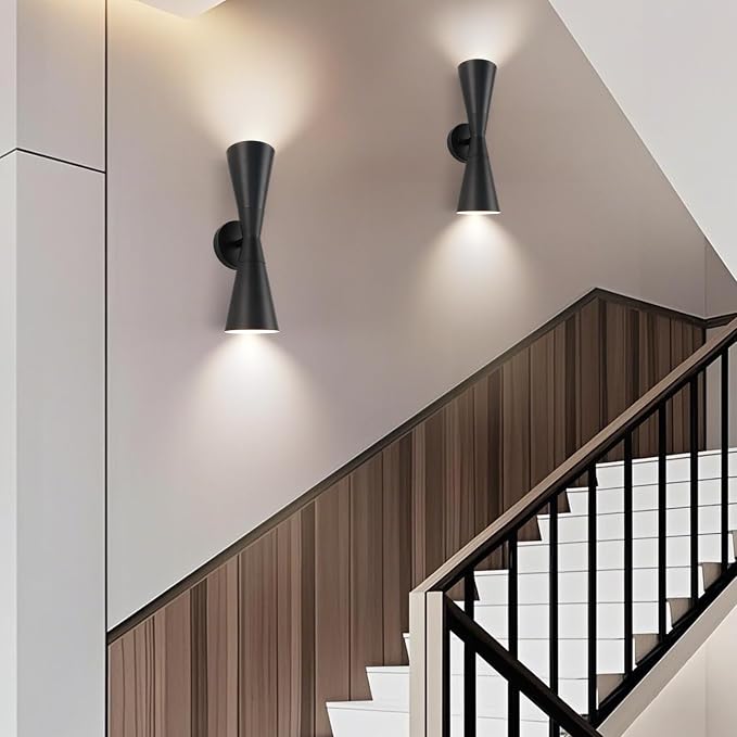 Wall Sconces Set of Two, Bathroom Sconces Lighting 13 inch Black Modern Sconces Wall Decor Set of 2 Indoor Wall Light Fixtures for Living Room Hallway Staircase Bedroom Hardwired