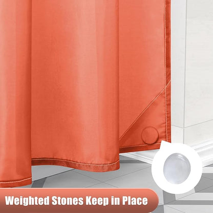 OLANLY Luxury Coral and White Ombre Shower Curtain Sets with 12 Hooks, Waterproof and Washable Decorative Shower Curtains for Bathroom, 72x72 Inches