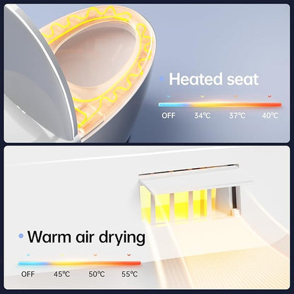 Smart Toilet with Built In Luxury Bidet, Heated Seat,Warm Water and Dryer, Elongated Egg Shape Japanese Toilet with Auto Flush, Auto Open and Close Lid, TEMP Display