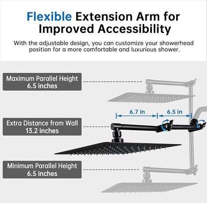 G-Promise All Metal 10 Inches Rainfall Shower Head with Handheld Combo | All Metal, Built to Last, Easy Install, Adjustable Height & Angle for All Heights, Extra Long Hose, Modern Upgrade
