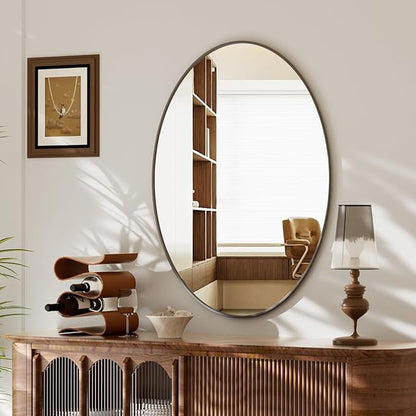 Koonmi Black Oval Bathroom Mirror, 24"x32" Oval Mirror for Wall | Shatterproof Bathroom Vanity Mirror for Bedroom Living Room Entryway, Horizontal or Vertical, Hardware Included