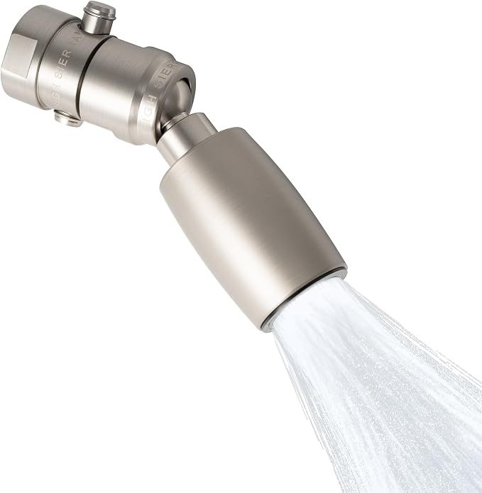 High Sierra® - CLASSIC™ Solid Lead-Free Metal 2.0 GPM Award Winning. High Pressure Shower Head with Trickle Valve. Patented Nozzle Never Clogs - Brushed Nickel Finish