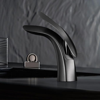 BiaoTeng Faucets for Bathroom Sinks One Hole High Hot and Cold Single Handle Bathroom Sink Faucets Brass Grey