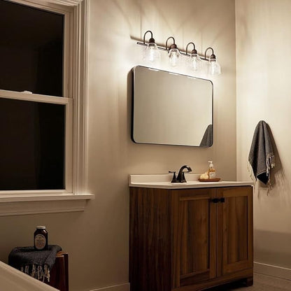 Kichler Avery 33.25" 4 Light Vanity Light with Clear Seeded Glass Olde Bronze®