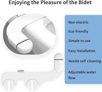 Bidet Attachment,Non-Electric Ultra-Slim Bidet Attachment for Toilet Seat,Adjustable Water Pressure,Compatible with various Toilet Types, Easy to Install