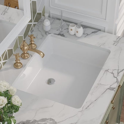 DeerValley Rectangular Undermount Bathroom Sink,19.72"x15.59"x6.54" Modern Vessel Sink White Undermount Bathroom Sink Rectrangle Porcelain Ceramic Lavatory Vanity Vessel Sink with Overflow