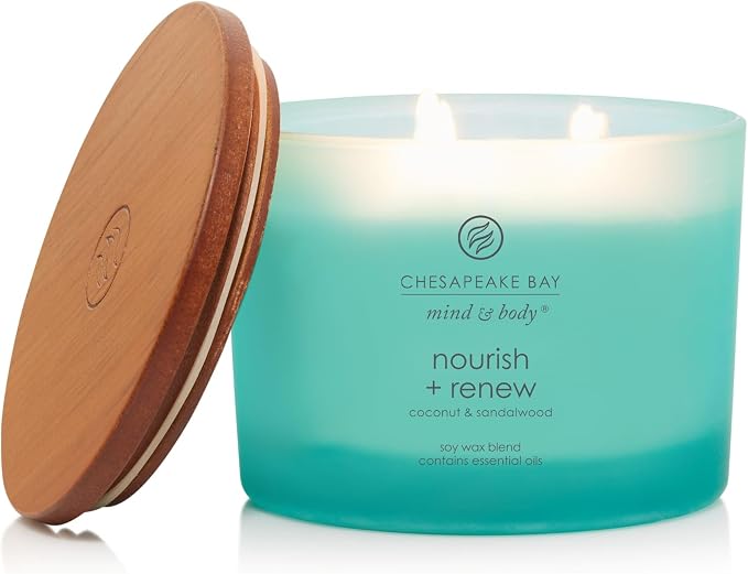 Chesapeake Bay Candle Mind & Body 3-Wick Coffee Table Jar Candle Nourish + Renew (Coconut & Sandalwood)