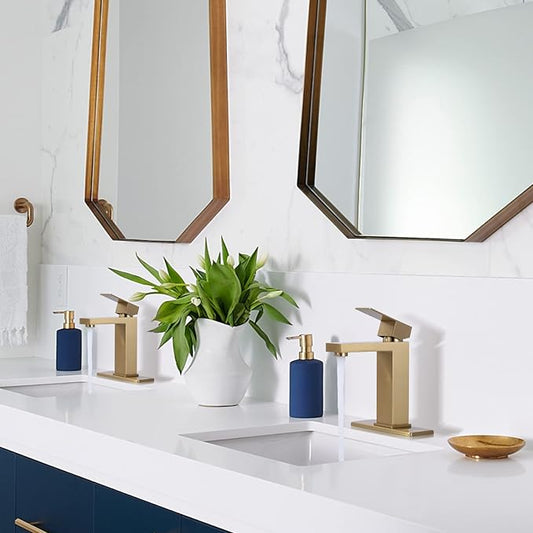 Brushed Gold Bathroom Faucet ARCORA Modern Bathroom Faucets for Sink 3 Hole 1 Hole Lavatory Vanity Sink Faucet with Deck Plate and Pop Up Drain