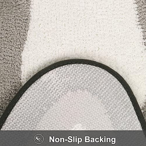 HAOCOO Microfiber Bathroom Runner Rug, 18x47 inch Non Slip Long Rug Runner, Washable Luxury Soft Absorbent Carpet Funny Decor for Shower Kitchen Entryway Bedroom Black/Grey