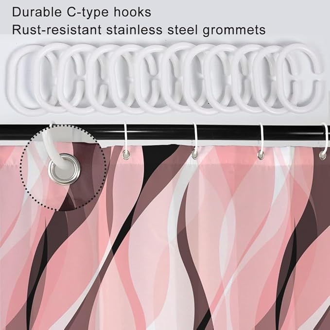 Stall Shower Curtain, Small Pink and Grey Shower Curtain Set for Bathroom Modern Waterproof Shower Curtain Set with Hooks, 36x72 Inch