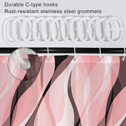 Stall Shower Curtain, Small Pink and Grey Shower Curtain Set for Bathroom Modern Waterproof Shower Curtain Set with Hooks, 36x72 Inch