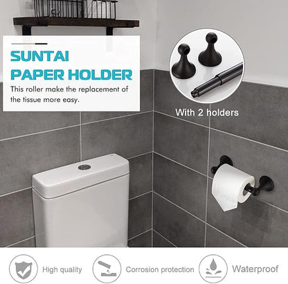 8 Piece Bathroom Accessory Set(Adjustable Towel Bar, Towel Ring, Toilet Paper Holder,Towel Hook), Wall Mounted Bathroom Hardware Accessories Set,Matte Black