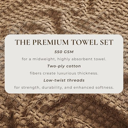 Great Bay Home Brown Washcloths - 100% Cotton 6 Pack 13x13 Washcloth Set - Absorbent, Durable, Quick-Dry Face Towels for Bathroom (Mocha)