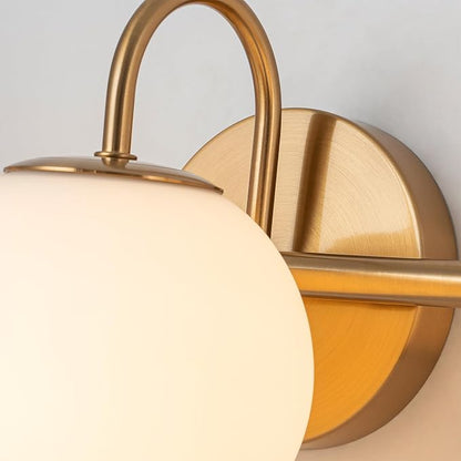 Gold Bathroom Vanity Light, 31" Modern Dimmable 4-Light Bathroom Light Fixture Over Mirror, Globe Vanity Light with Frosted Glass Shade Globe Wall Sconce