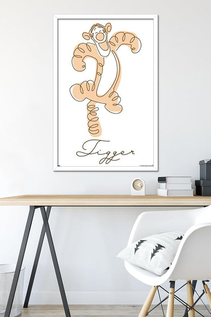 Trends International Disney Simple Moments Line Art - Tigger Wall Poster, 34L x 22.4W, White Framed Version