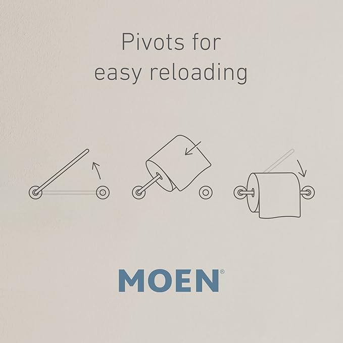 Moen Wellton Brushed Nickel 4-Piece Bathroom Accessory Collection, Includes Towel Ring, Robe Hook, Towel Bar, and Pivoting Toilet Paper Holder, Y1394BN