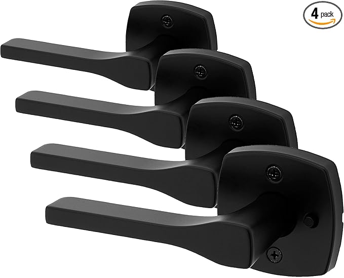 Kwikset Tripoli Lever Interior Privacy Door Handle with Lock, Door Lever for Bathroom and Bedroom, Matte Black Reversible Keyless Turn Lock, with Microban Protection (Pack of 4)