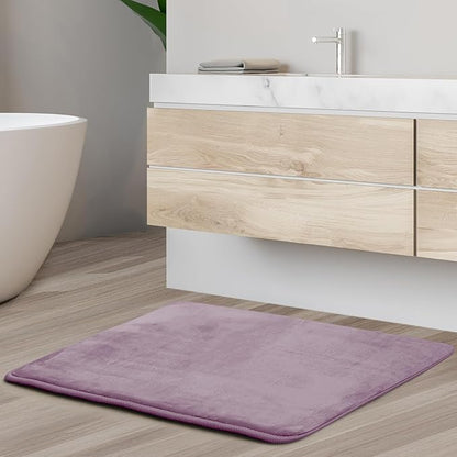 Clara Clark Bathroom Rugs, Velvet Memory Foam Bath Mat, Non-Slip Bath Rugs, Machine Wash, Dries Quickly, Ultra Soft Plush Bath Mats for Bathroom, 17 x 24, Dusty Purple