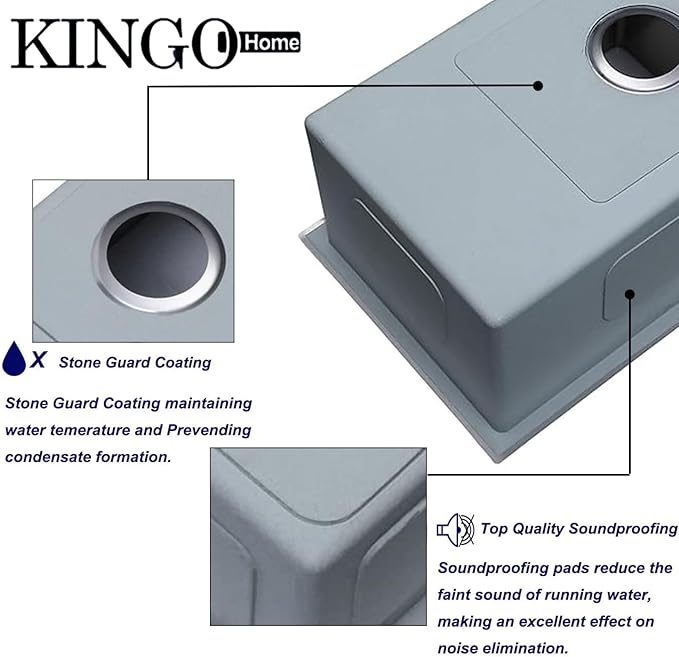 KINGO HOME Drop in Bar Sink, 15 x 20 Inch Single Bowl Small Kitchen Sink,304 Stainless Steel Topmount Wet Bar Sink Prep Sink With Grid&Drainer&Cutting Board