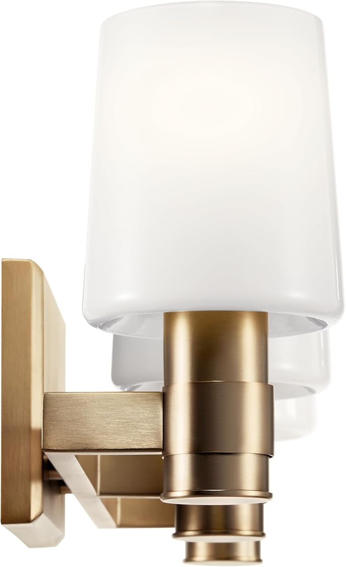 Kichler Adani 3-Light Vanity, Modern Light with Opal Glass in Champagne Bronze, Bathroom or Powder Room (8.25" x 24"), 55176CPZ