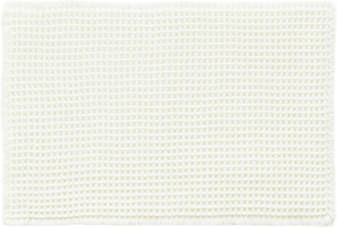 TYUU Cream White Waffle Bath Mat, Boho Bathroom Rugs Non Slip, 36x24 | Super Absorbent Quick Dry Bath Rug, Non-Slip Backing, Soft Waffle Washable Farmhouse Bathroom Mats, Tub, Shower & Home Decor