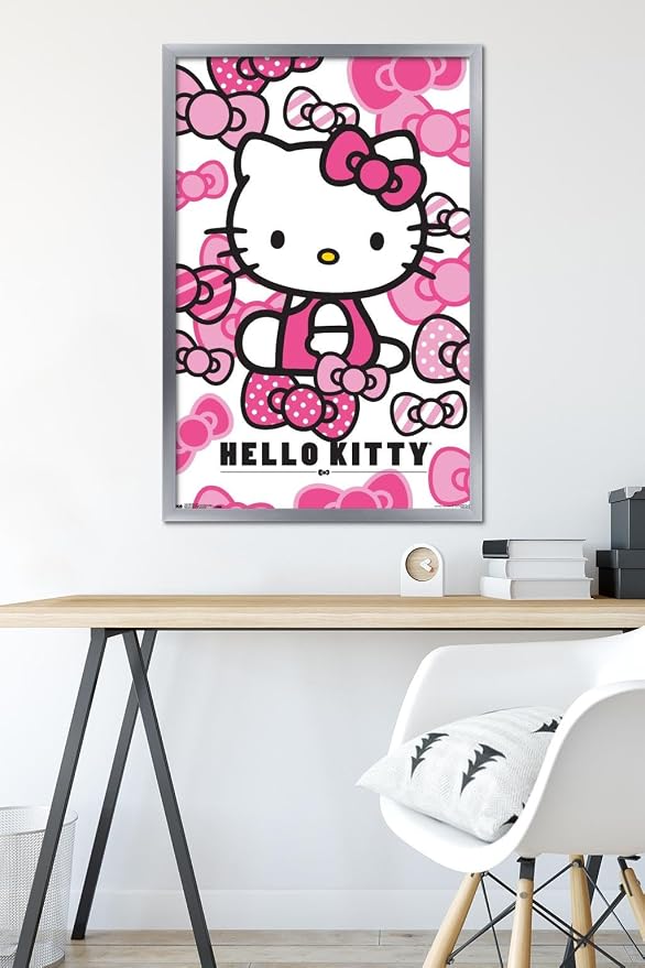 Trends International Hello Kitty - Bows Wall Poster, 22.375" x 34", Silver Framed Version