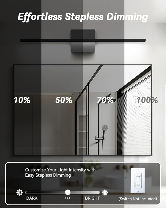Modern LED Bathroom Vanity Light,16inch (16.14'') 16W,1800 Lumen Dimmable Powder Room Light Fixtures Over Mirror,5CCT Vanity Lights for Bathroom, ETL Certified, Slim Rectangular Bar