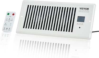 VEVOR Register Booster Fan, Quiet Vent Booster Fan Fits 4” x 10” Register Holes, with Remote Control and Thermostat Control, Adjustable 10-Speed for Heating Cooling Smart Vent, White