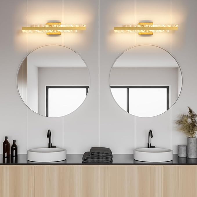 Modern Bathroom Vanity Light: Brushed Gold 24 inch 28W Dimmable LED Bath Bar Light Fixtures Over Mirror - Wall Sconce Picture Lights for Paintings Cabinets Bedroom 3000k