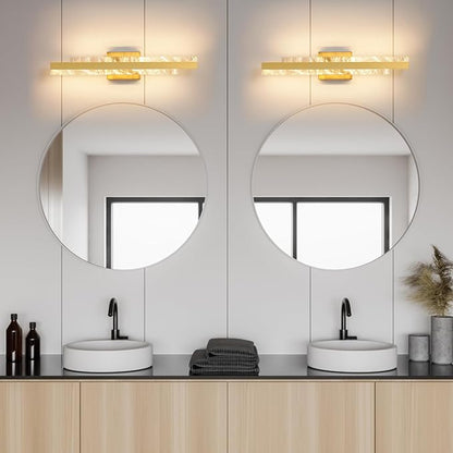 Modern Bathroom Vanity Light: Brushed Gold 24 inch 28W Dimmable LED Bath Bar Light Fixtures Over Mirror - Wall Sconce Picture Lights for Paintings Cabinets Bedroom 3000k