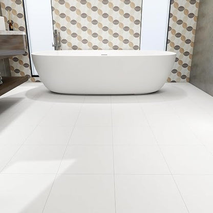 10-Pack 12"x12" Peel and Stick Floor Tiles Waterproof Self Adhesive Vinyl DIY Flooring for Bedroom, Bathroom, Kitchen, RV, Cover 10 Sq. Ft, Matte White