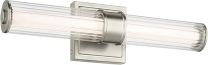 Kichler Laurene LED Bath Bar Light, Brushed Nickel | Linear vanity light with clear fluted glass for bathroom mirrors (18.5" x 5" x 4.25"), 55195NILED