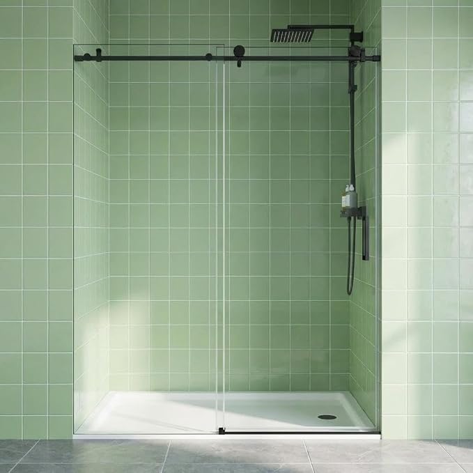 Shower Doors, Frameless Shower Door 44-48" W x 76" H, Sliding Glass with 1/4" (6mm) Clear Tempered Glass for Bathroom