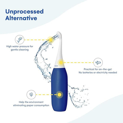 HappyPo The Original Butt Shower - Portable Bidet - The Easy-Bidet 2.0 Replaces Wet Wipes and Shower Toilet - Portable Bum Spray for Travel - Dark Blue